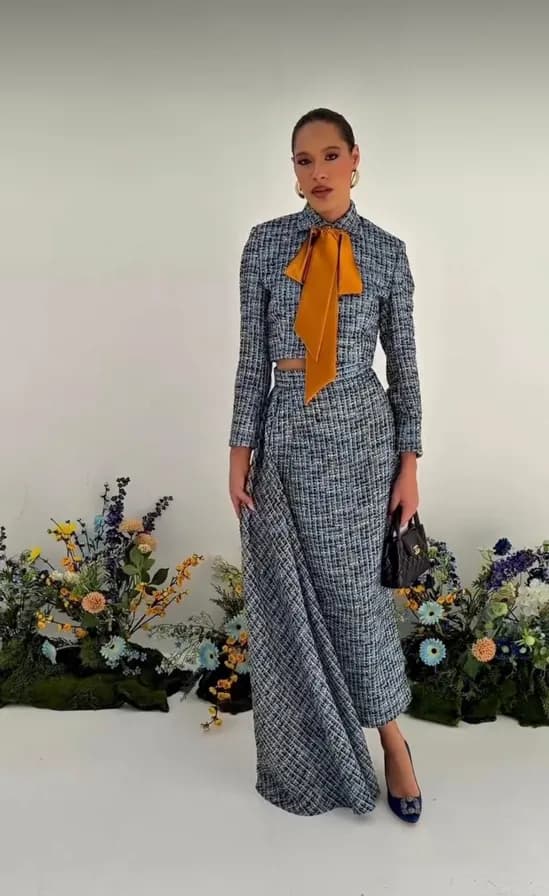 Olarsgrace editorial look — tailored dress with styling detail