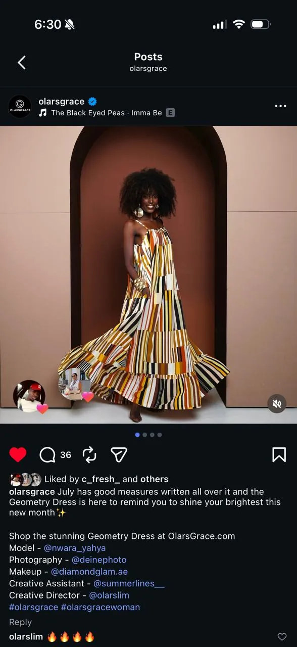 Olarsgrace campaign imagery published to the brand's social channels