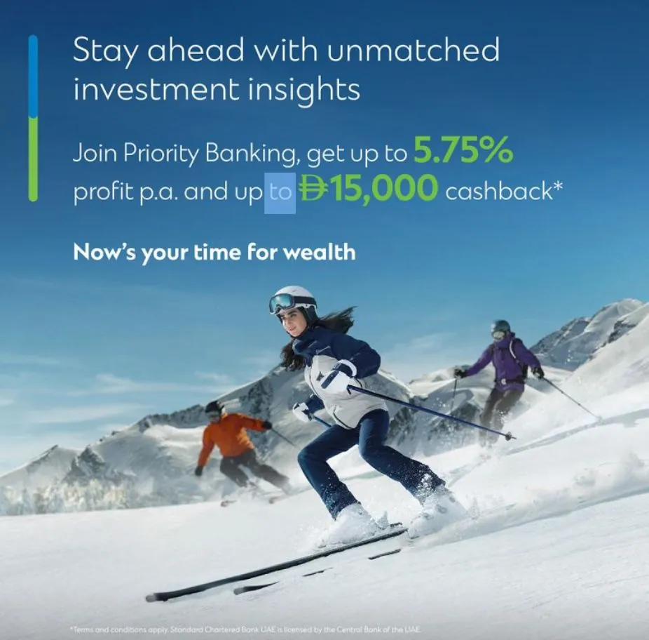 Standard Chartered investment insights campaign creative — alpine scenario