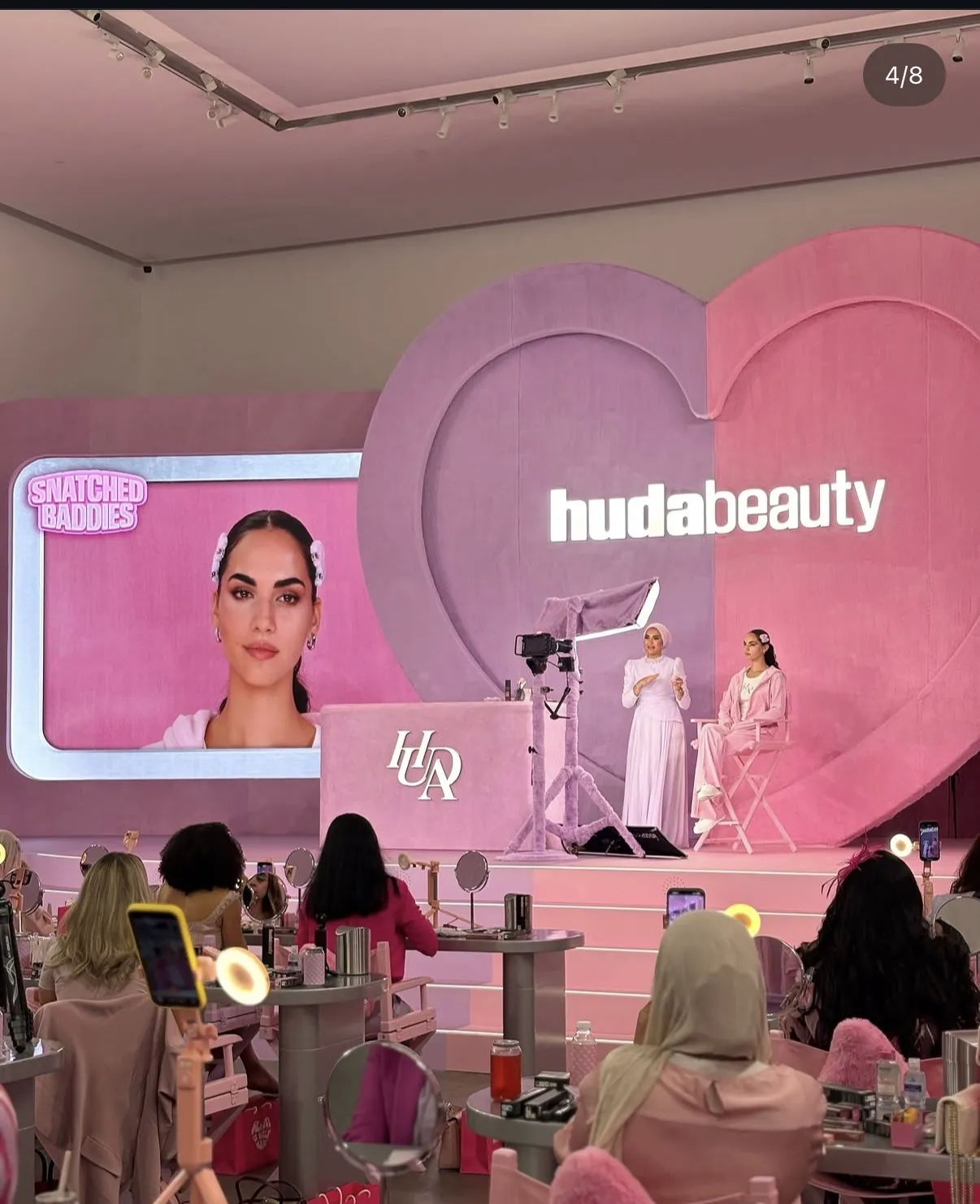 Brand activation staging at a Huda Beauty event